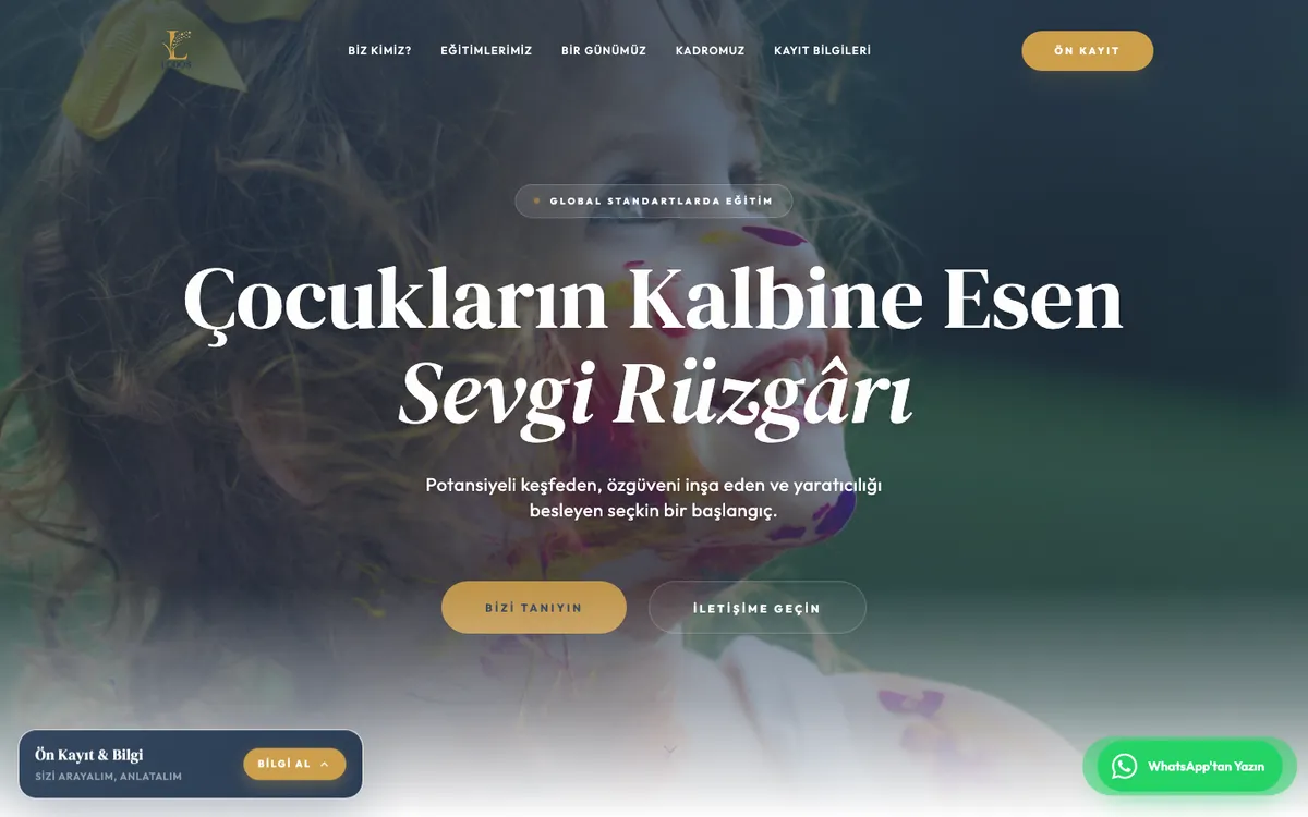 Lodos Anaokulu web sitesi ana sayfası