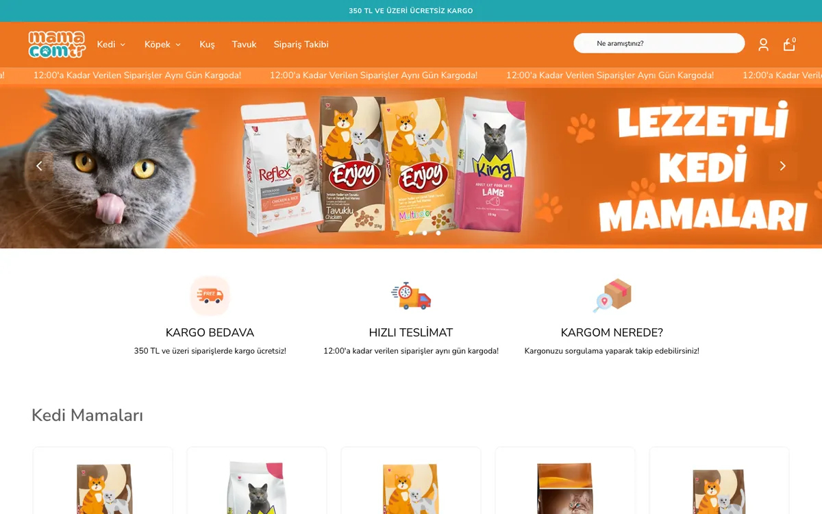 Mamacom web sitesi ana sayfası